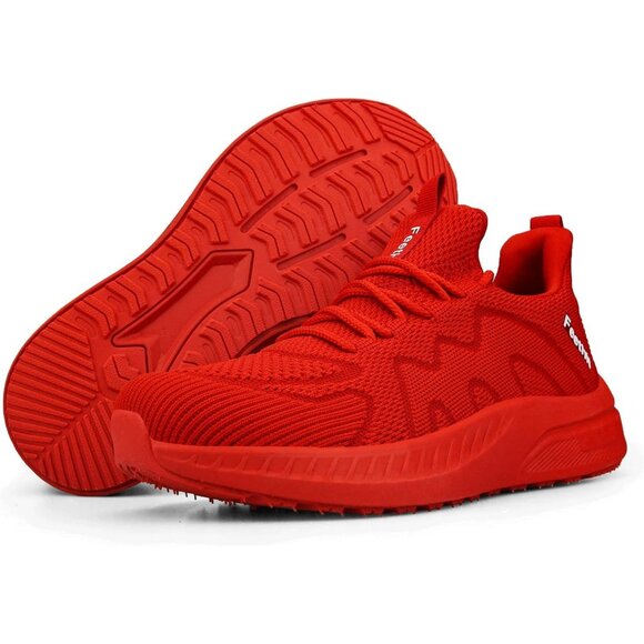 Feethit Women Red Lightweight Wide Mesh Workout Sneakers For Tennis Gym Travel - Picture 5 of 6